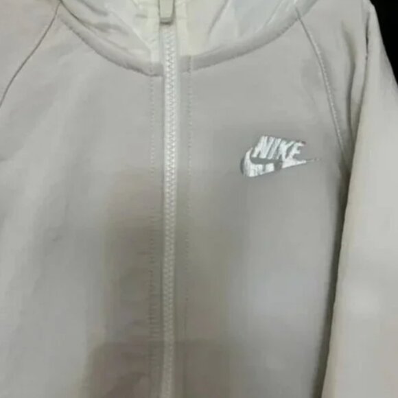 Nike Girls Hooded Jacket Beige Long Windbreaker Full Zip Youth Small S - Picture 6 of 16